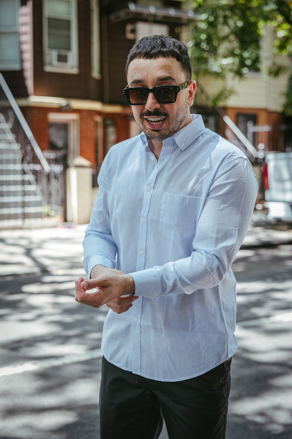 Lightweight Button Down Shirt Ice Blue