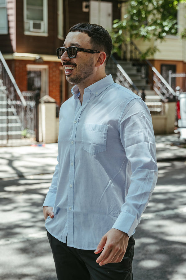 Lightweight Button Down Shirt Ice Blue