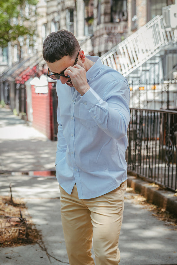 Lightweight Button Down Shirt Ice Blue