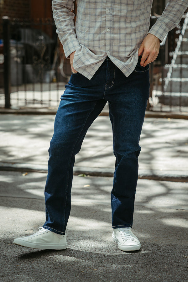Straight Fit Stretch Jeans Dark Wash