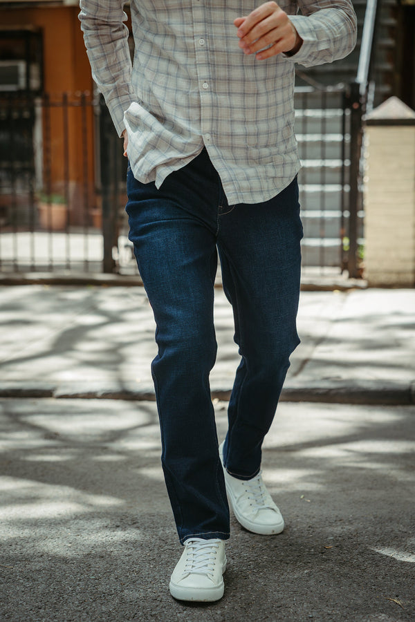 Straight Fit Stretch Jeans Dark Wash