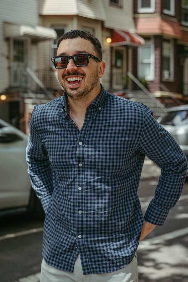 Lightweight Button Down Shirt Navy Gingham