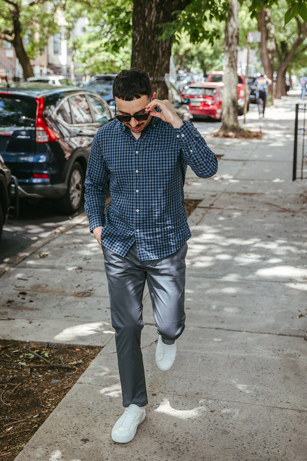 Lightweight Button Down Shirt Navy Gingham