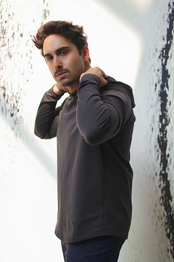 Aero Knit Hooded T Charcoal