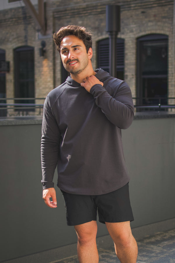 Aero Knit Hooded T Charcoal