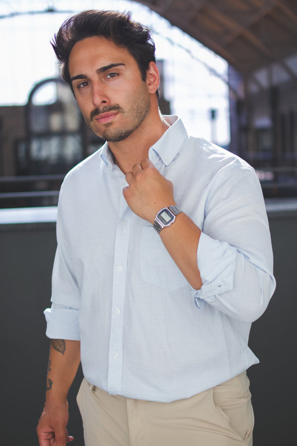 Lightweight Button Down Shirt Ice Blue