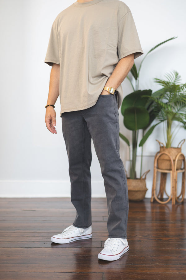 Straight Fit Stretch Jeans Gray