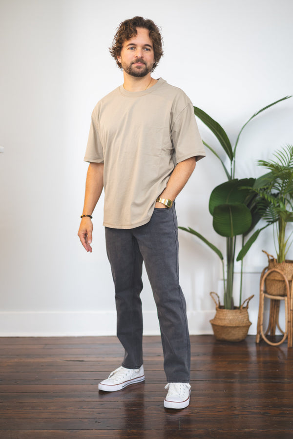 Straight Fit Stretch Jeans Gray