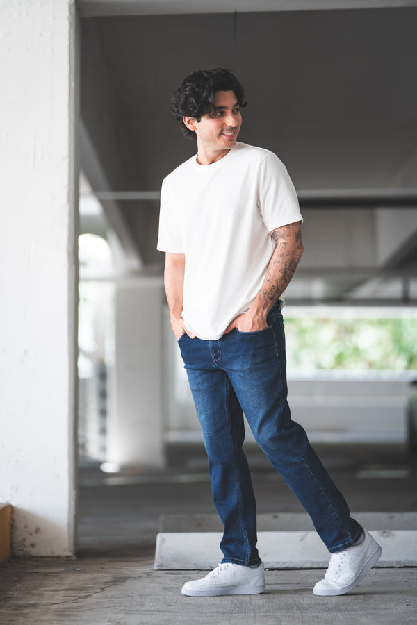 Straight Fit Stretch Jeans Medium Wash